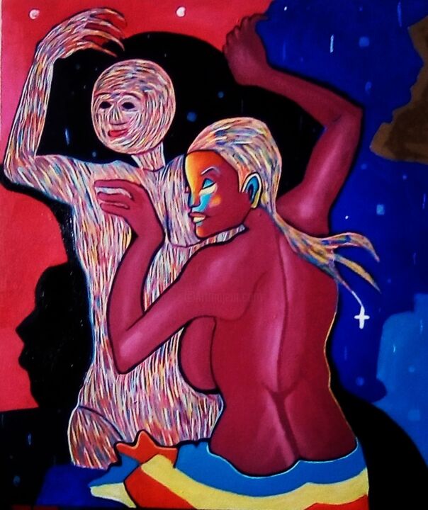 Peinture intitulée "Aguë 2" par Michel Taiwo, Œuvre d'art originale, Acrylique