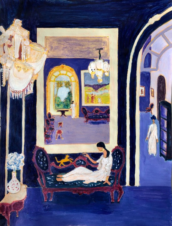 Картина под названием "Goa, the Mirror Room" - Michel Testard, Подлинное произведение искусства, Акрил Установлен на картон