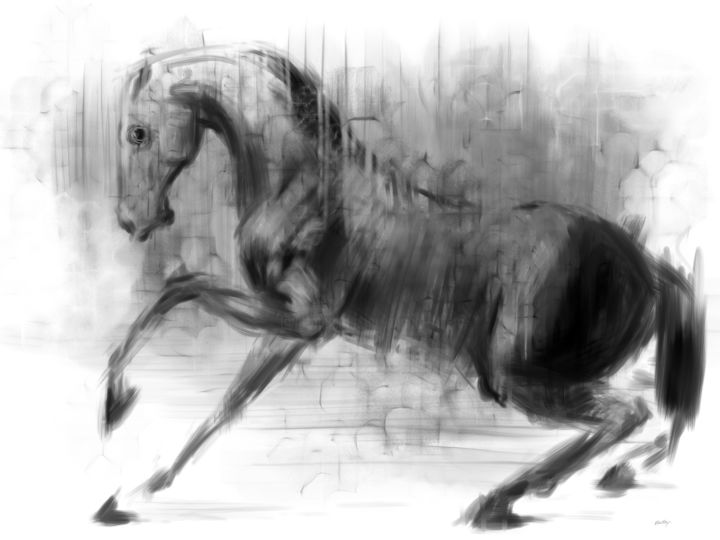 Digital Arts titled "Horse 09" by Michel Thiery (By Daesyl arts), Original Artwork, Digital Painting