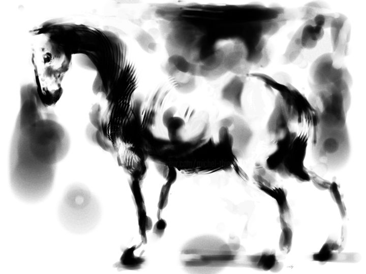 Arts numériques intitulée "Horse 13 2" par Michel Thiery (By Daesyl arts), Œuvre d'art originale, Peinture numérique