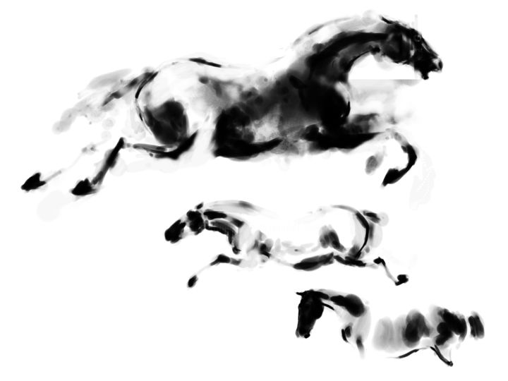 Digital Arts titled "Horse 14" by Michel Thiery (By Daesyl arts), Original Artwork, Digital Painting