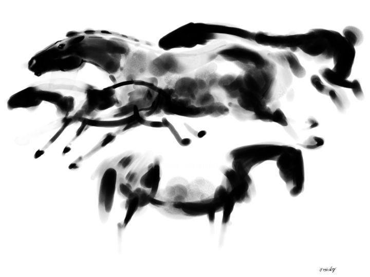 Digital Arts titled "Horse 15" by Michel Thiery (By Daesyl arts), Original Artwork, Digital Painting