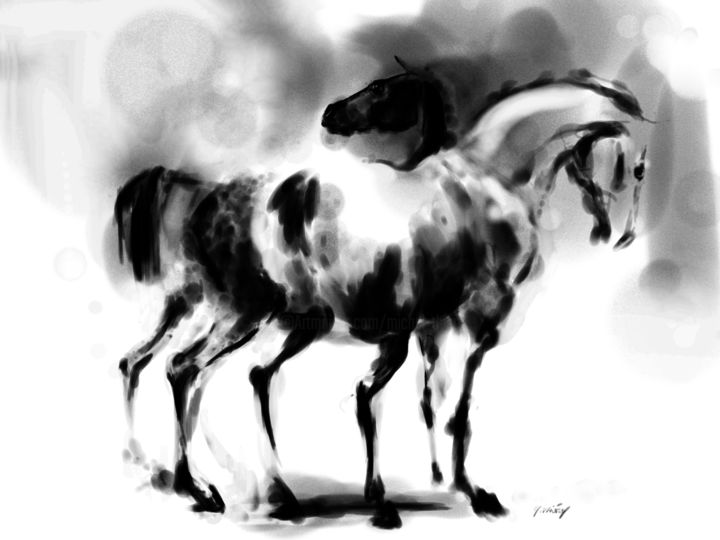 Arts numériques intitulée "Horse 16" par Michel Thiery (By Daesyl arts), Œuvre d'art originale, Peinture numérique