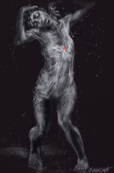Arts numériques intitulée "Under the rain 0003…" par Michel Thiery (By Daesyl arts), Œuvre d'art originale