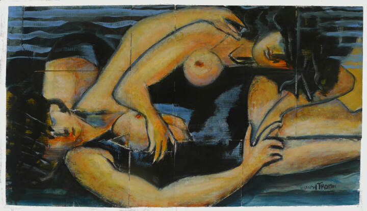 Peinture intitulée "Deux Femmes" par Michel Thomas, Œuvre d'art originale, Acrylique