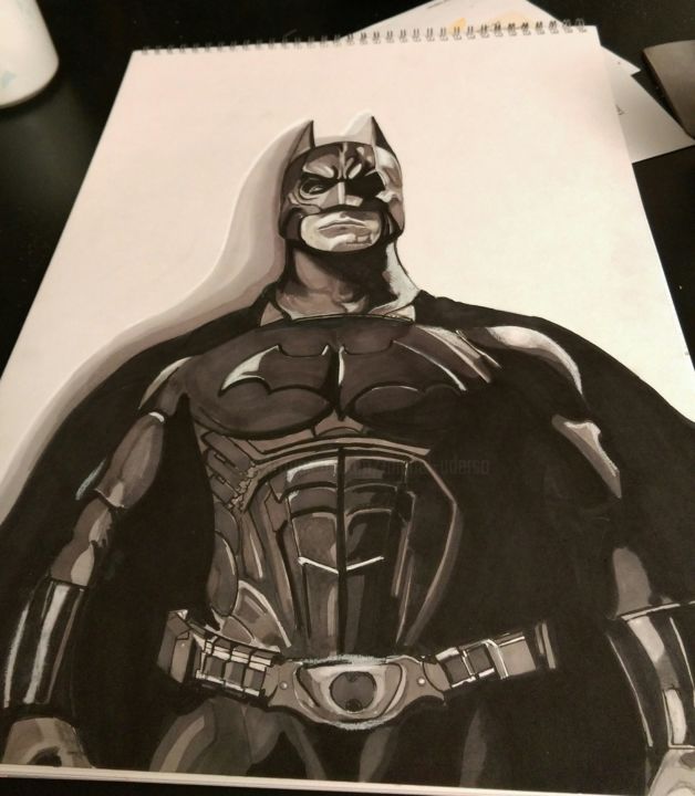 Dessin intitulée "batman dark knight" par Michel Uderso, Œuvre d'art originale