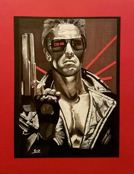 Desenho intitulada "Terminator Vintage" por Michel Uderso, Obras de arte originais