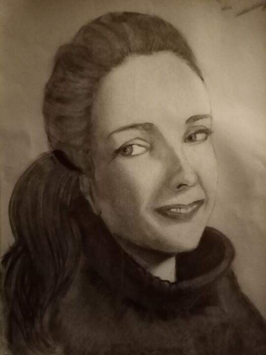 Drawing titled "Autoritratto" by Michela Brunini, Original Artwork, Charcoal