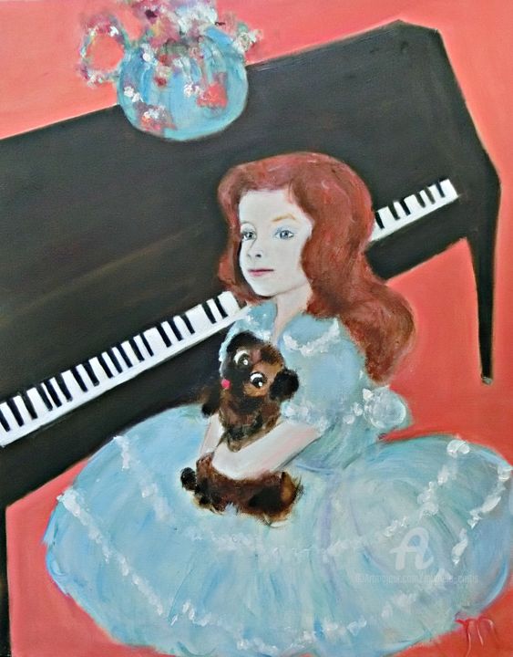 Painting titled "The Pianist and Her…" by Michela Curtis, Original Artwork, Oil