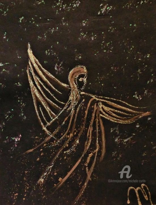 Malerei mit dem Titel "Christmas Angel" von Michela Curtis, Original-Kunstwerk, Acryl