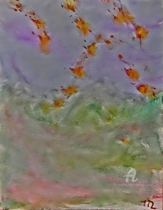 Malerei mit dem Titel "Leaves In The Wind" von Michela Curtis, Original-Kunstwerk, Öl