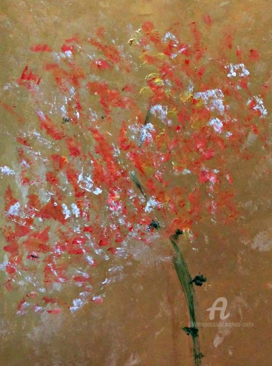 Ζωγραφική με τίτλο "Petal Abstraction" από Michela Curtis, Αυθεντικά έργα τέχνης, Ακρυλικό Τοποθετήθηκε στο Άλλος άκαμπτος π…