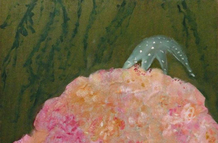 Malerei mit dem Titel "Le Starfish" von Michela Curtis, Original-Kunstwerk, Öl Auf Andere starre Platte montiert