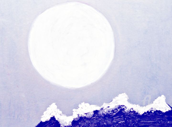Pittura intitolato "The Moon" da Michela Curtis, Opera d'arte originale, Olio