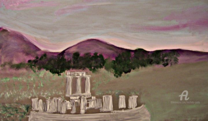 Painting titled "Sanctuary of Athena" by Michela Curtis, Original Artwork, Oil