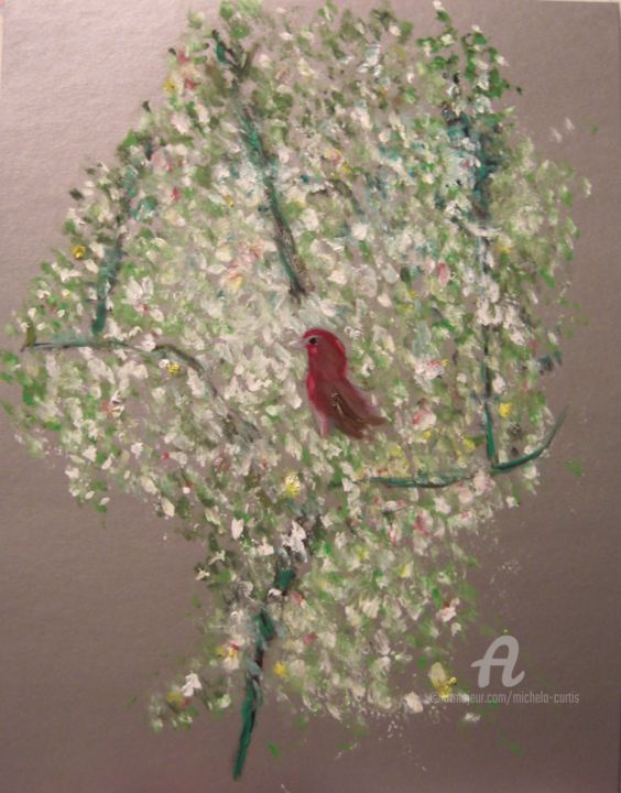 Painting titled "Thicket of Flowers" by Michela Curtis, Original Artwork, Oil