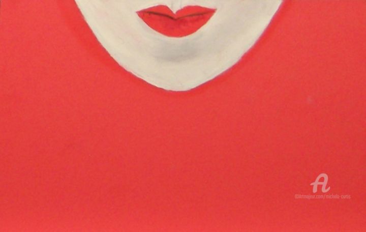 Painting titled "Lips" by Michela Curtis, Original Artwork, Oil Mounted on Other rigid panel