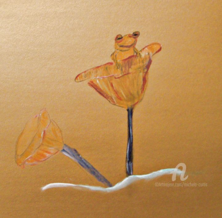 Картина под названием "The Frog" - Michela Curtis, Подлинное произведение искусства, Масло
