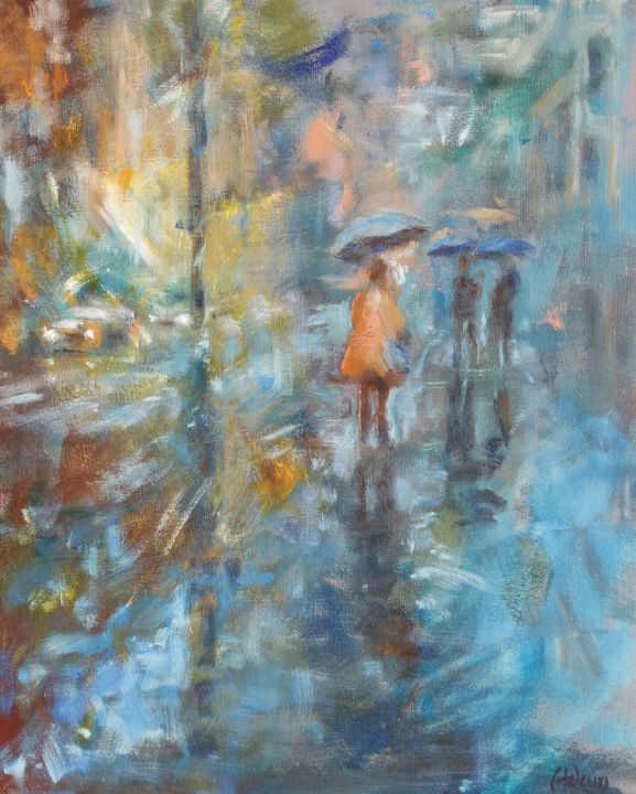 Pintura titulada "Sous la pluie" por Michel Adam, Obra de arte original, Acrílico