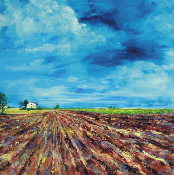 Peinture intitulée "Avant l'orage" par Michel Adam, Œuvre d'art originale, Acrylique