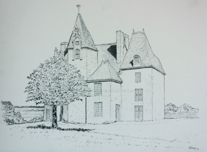 Dessin intitulée "Neuvicq le Chateau" par Michel Adam, Œuvre d'art originale, Autre