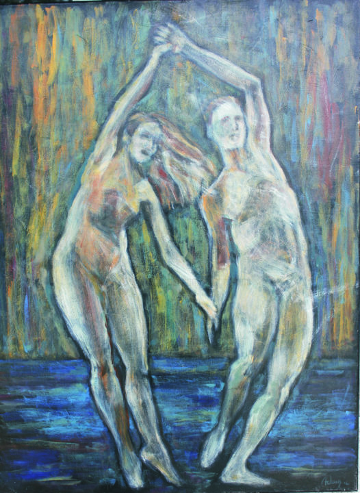 Painting titled "DUO DANSE 1" by Michel Adam, Original Artwork