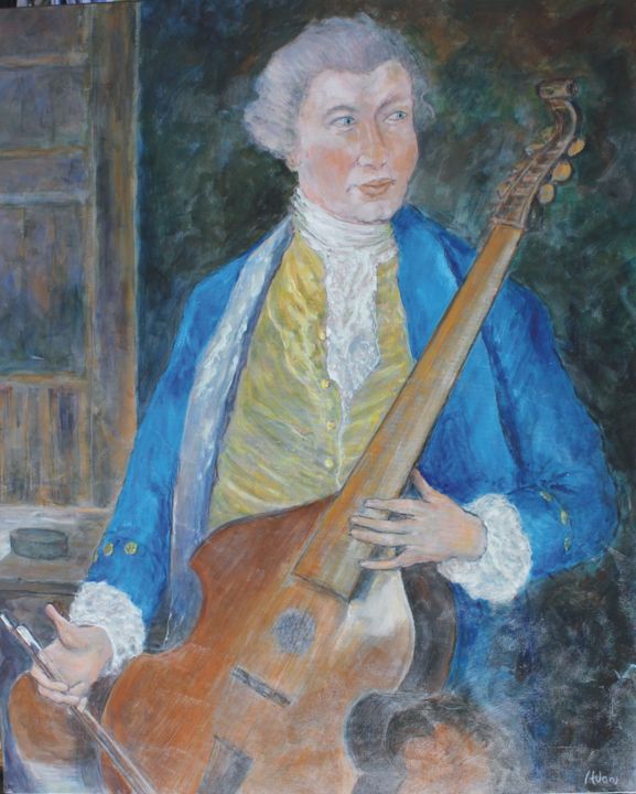 Painting titled "Le musicien à l'arc…" by Michel Adam, Original Artwork, Acrylic