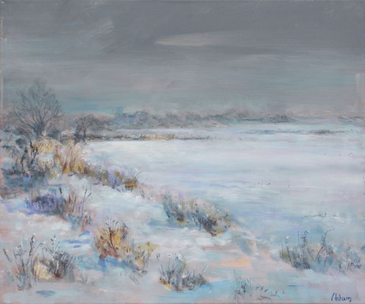 Painting titled "Un matin d'hiver" by Michel Adam, Original Artwork, Acrylic