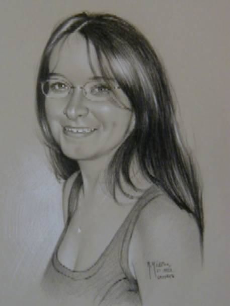 Drawing titled "Portrait de Muriel" by Michel-Ange Médina, Original Artwork