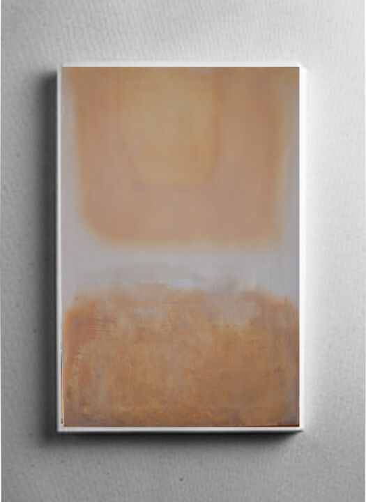 Painting titled "BEIGE BROWN CONTEMP…" by Michelangelo Alessandro, Original Artwork, Oil Mounted on Wood Stretcher frame