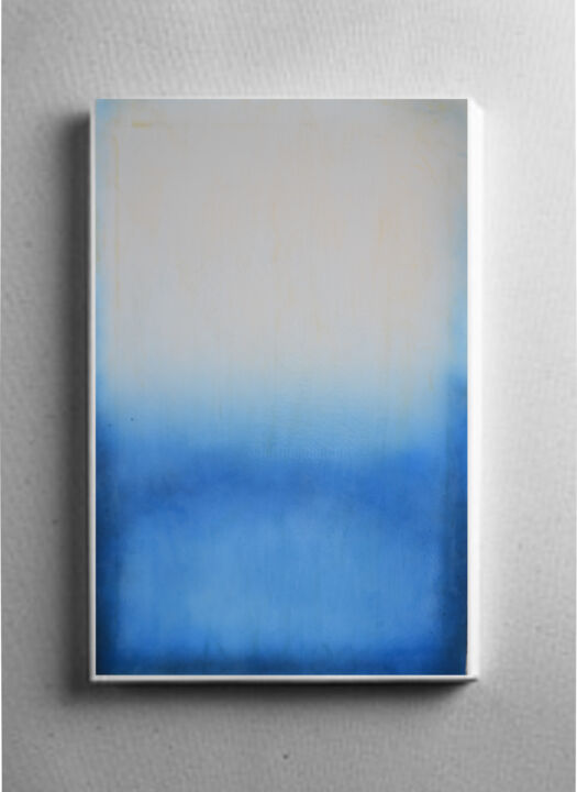 Painting titled "DEEP BLU CONTEMPLAT…" by Michelangelo Alessandro, Original Artwork, Oil Mounted on Wood Stretcher frame