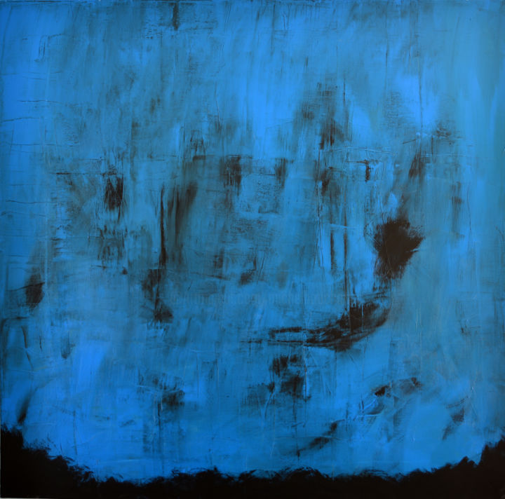 Painting titled "Strate 13 "Deep blu…" by Michel Boucharinc, Original Artwork, Acrylic Mounted on Wood Stretcher frame