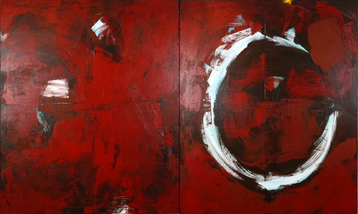 Painting titled "Cercle Fig 1 Diptyq…" by Michel Boucharinc, Original Artwork, Acrylic Mounted on Wood Stretcher frame