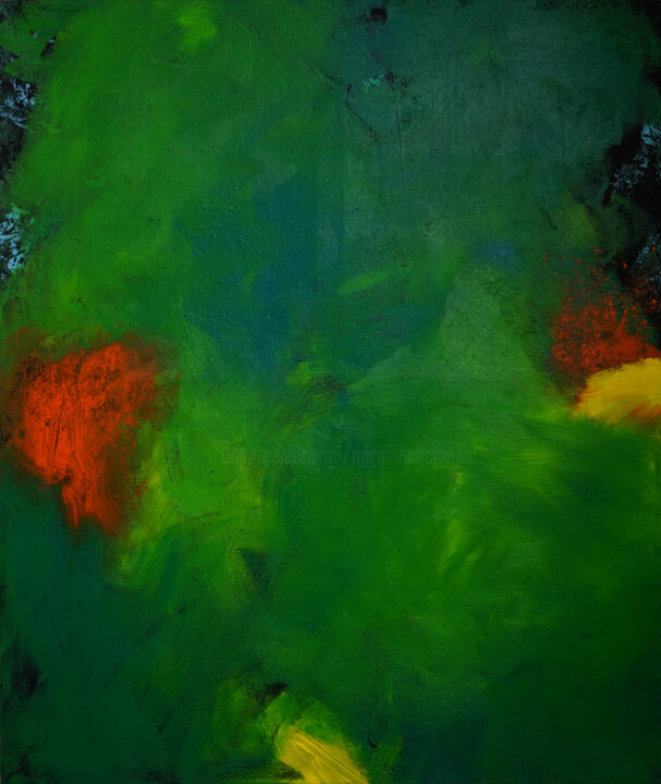 Painting titled "SURFACE N°22 "GREEN…" by Michel Boucharinc, Original Artwork, Acrylic Mounted on Wood Stretcher frame