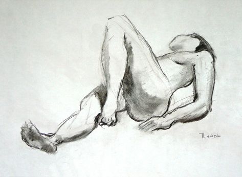 Drawing titled "Nu Couché" by Michel Cabon, Original Artwork
