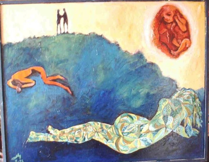 Pintura intitulada "L'instant présent" por Michel Debray, Obras de arte originais, Óleo