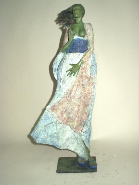 Sculpture titled "Meiko in the Wind" by Micheldejos, Original Artwork