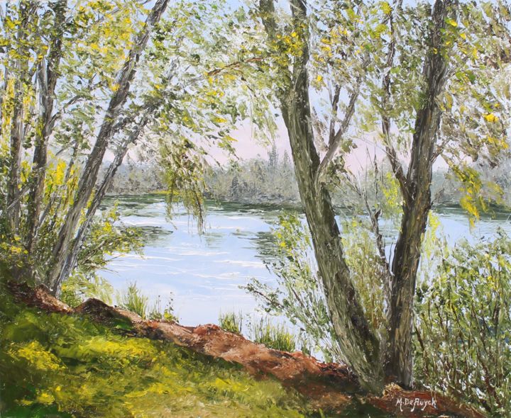Peinture intitulée "La Seine à Gargenvi…" par Michel De Ruyck, Œuvre d'art originale, Huile