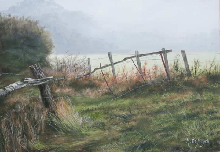 Peinture intitulée "Brouillard sur la p…" par Michel De Ruyck, Œuvre d'art originale, Huile