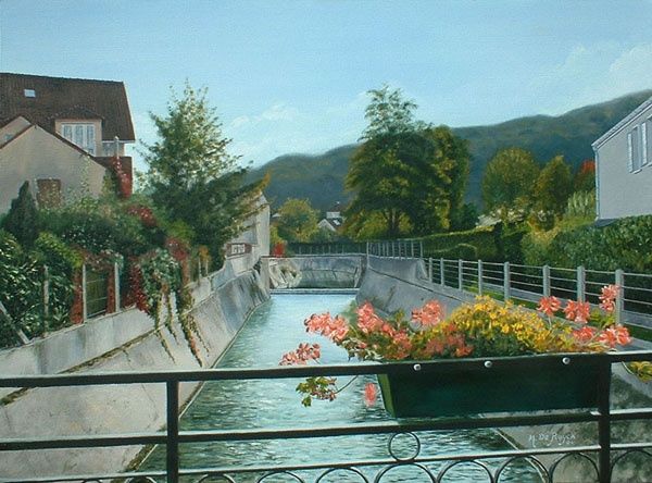 Painting titled "Aulnay sur Mauldre" by Michel De Ruyck, Original Artwork, Oil