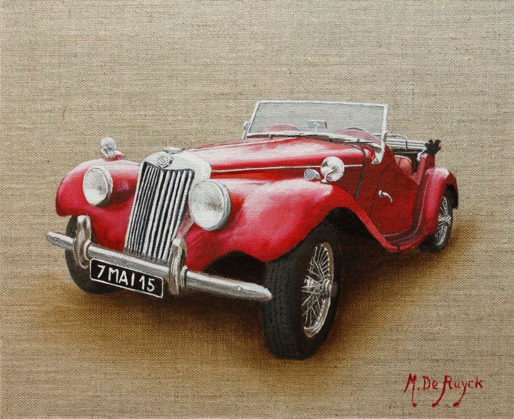 Painting titled "Voiture ancienne "M…" by Michel De Ruyck, Original Artwork, Oil