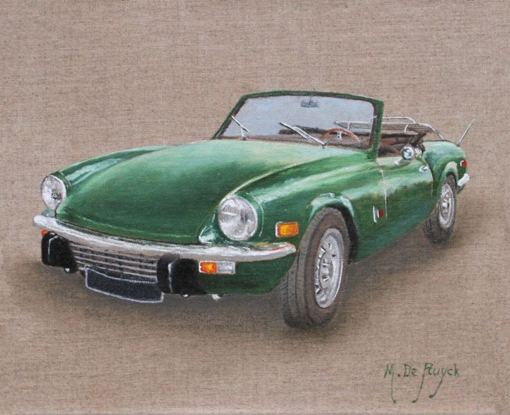 Painting titled "voiture-ancienne-sp…" by Michel De Ruyck, Original Artwork, Oil