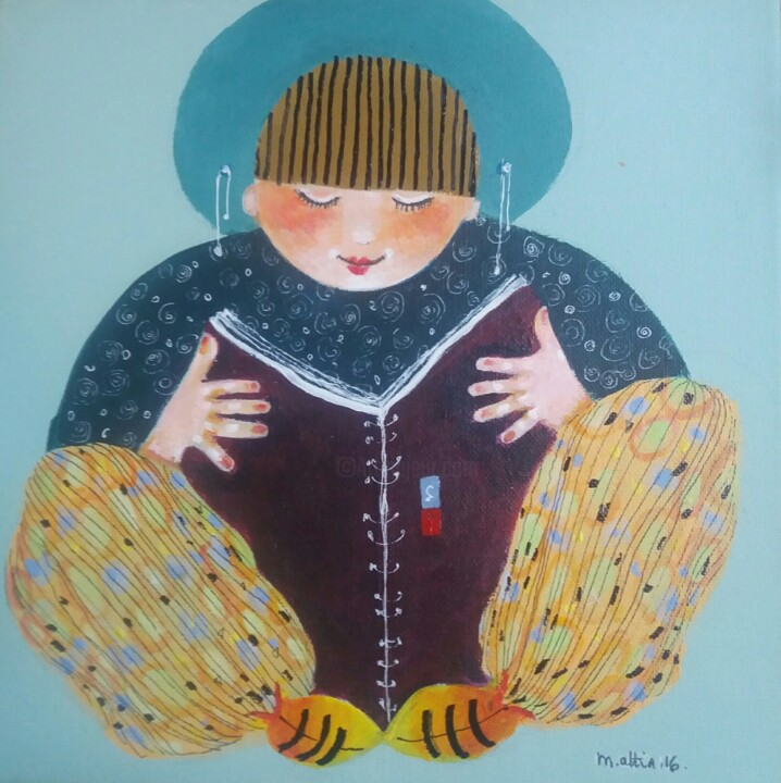 Painting titled "Le Liseur, série Le…" by Michèle Attia, Original Artwork, Acrylic