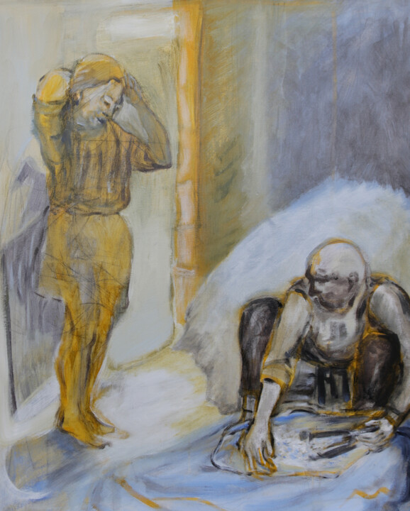 Peinture intitulée "Jeune fille en jaune" par Michèle Bachelet, Œuvre d'art originale