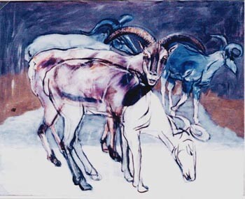 Peinture intitulée ""Bharal"" par Michèle Bachelet, Œuvre d'art originale
