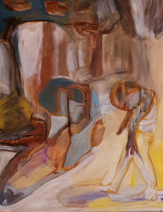 Peinture intitulée "Casanova" par Michèle Bachelet, Œuvre d'art originale, Huile Monté sur Châssis en bois