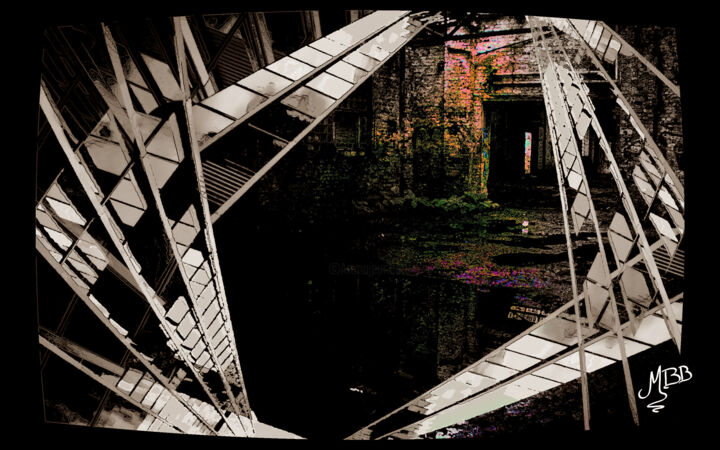 Digital Arts titled "Urbex vs Design" by Michèle Baylet-Brunet, Original Artwork, Digital Painting Mounted on Aluminium