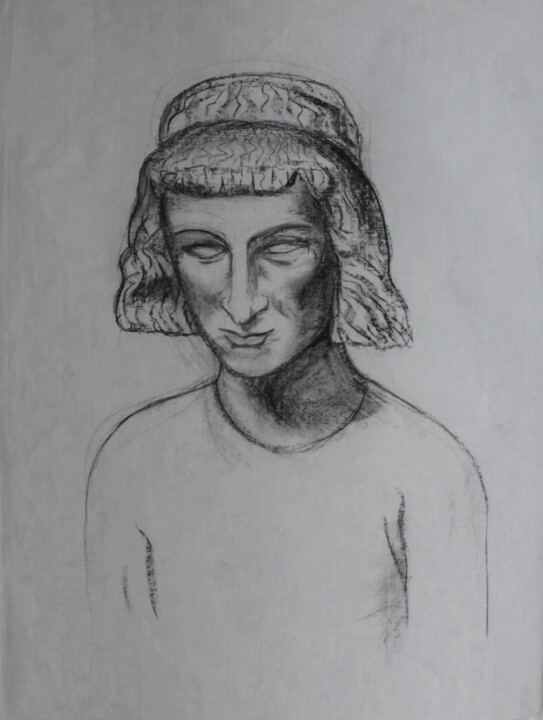 Dessin intitulée "Jeune homme du Moye…" par Michèle Baylet-Brunet, Œuvre d'art originale, Fusain