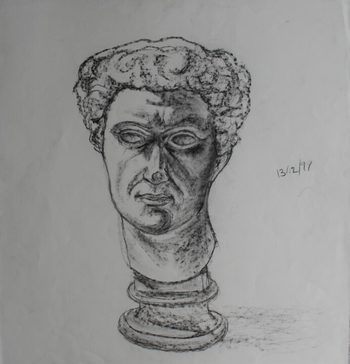 图画 标题为“Buste d'homme de Ro…” 由Michèle Baylet-Brunet, 原创艺术品, 木炭
