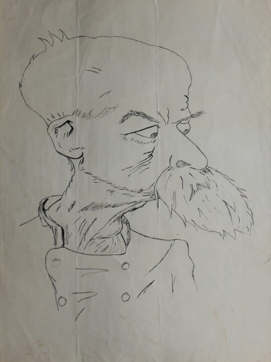 Desenho intitulada "Caricature homme an…" por Michèle Baylet-Brunet, Obras de arte originais, Tinta